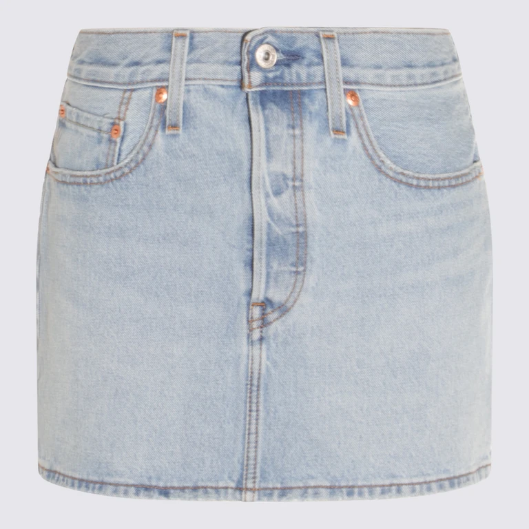 Levi's Light Blue Cotton Mini Skirt