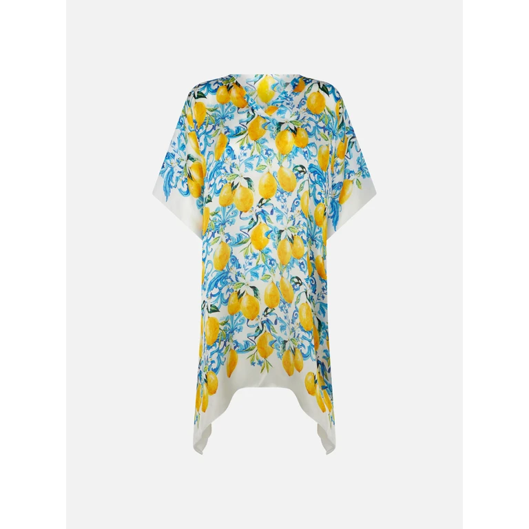 MC2 Saint Barth Lemons And Maiolica Print Silk Caftan