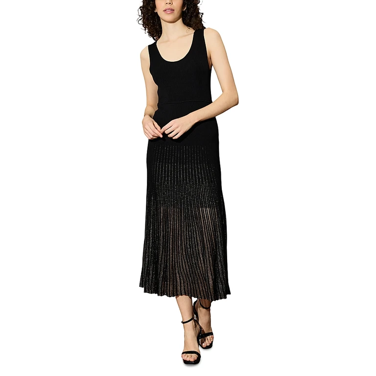 Luxely Sleeveless Sheer Skirt Midi Dress