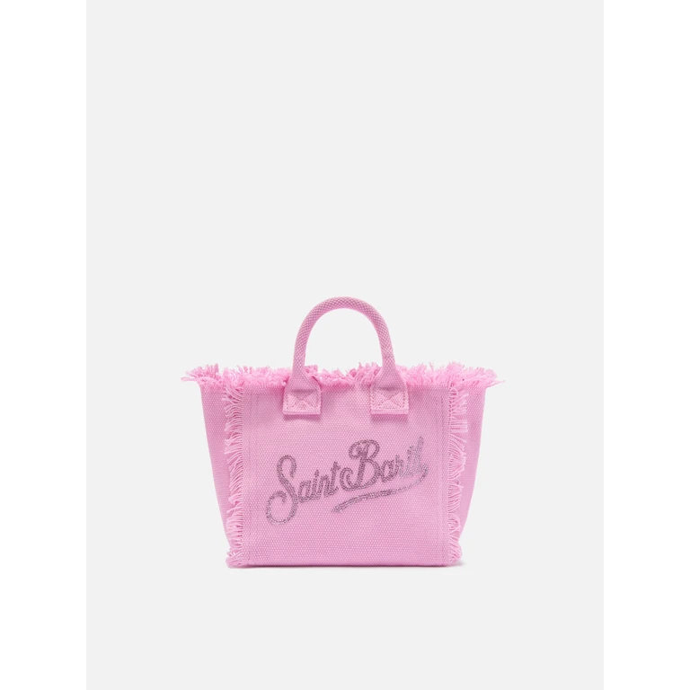 Mc2 Saint Barth Pink Canvas Vanity Mini Bag With Rhinestone Logo - Unisex