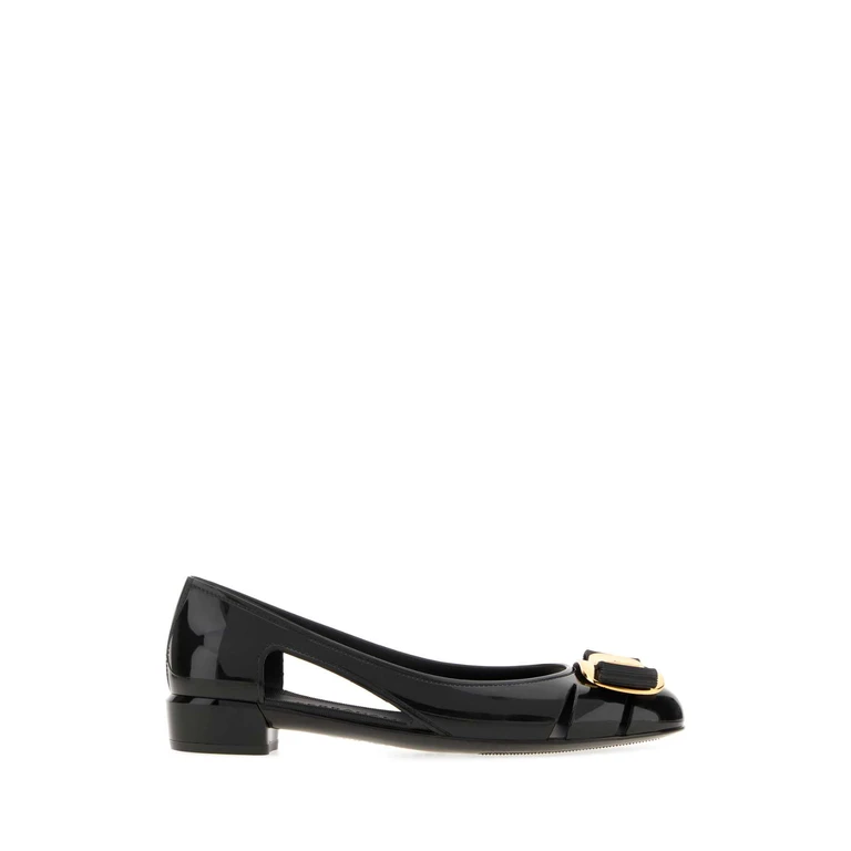 Ferragamo Black Rubber Nara Ballerinas Neronerogiove Sneaker - Women