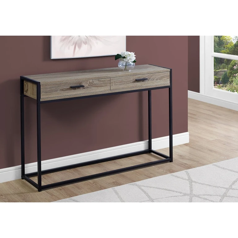 Beige and Black Metal Sofa Table
