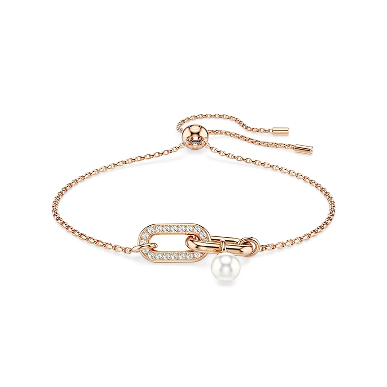 Swarovski Constella Pave Link & Pearl Slider Bracelet