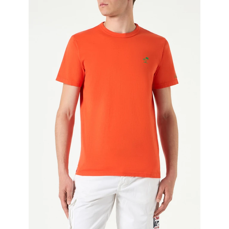 Mc2 Saint Barth Man Orange Cotton T-Shirt - Men