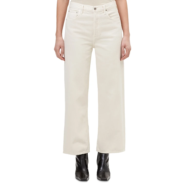 Agolde Ren High Rise Wide Leg Ankle Jeans in Brown Rice