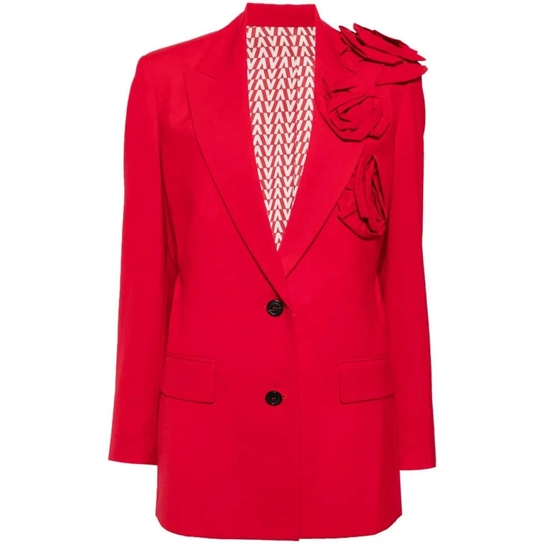 Valentino Garavani Floral AppliquÃ© V-Neck Blazer
