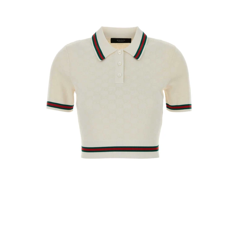 Gucci Ivory Gg Jersey Polo Shirt Whitemc - Women