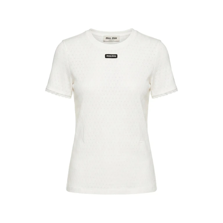 Miu Miu Lace-trim Logo-patch T-shirt