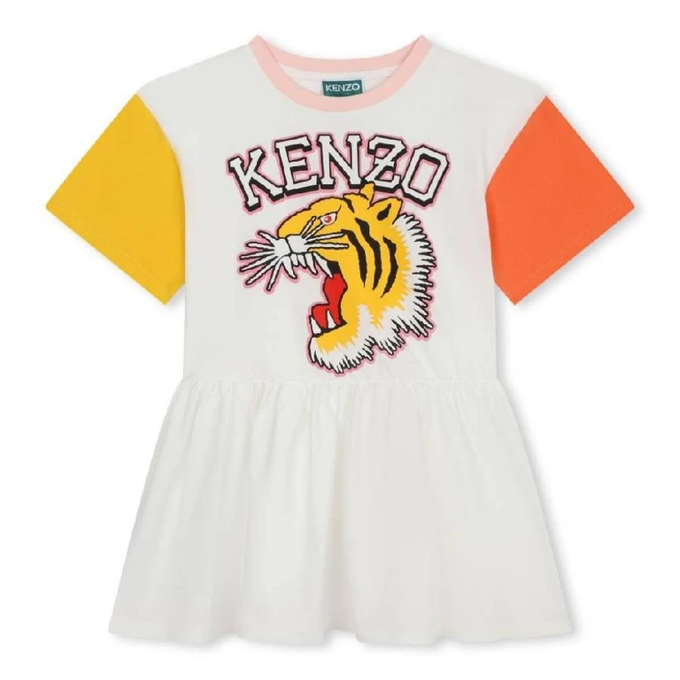 Kenzo Girls Varsity Tiger Print Cotton Dress