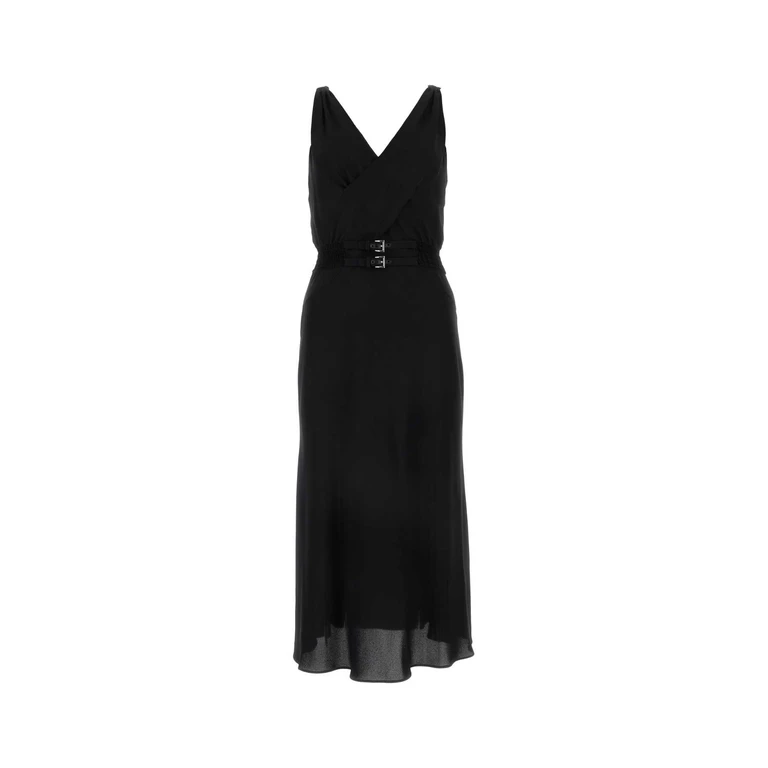 Prada Black Stretch Viscose Dress Nero Ea Vi-agnello Abiti - Women