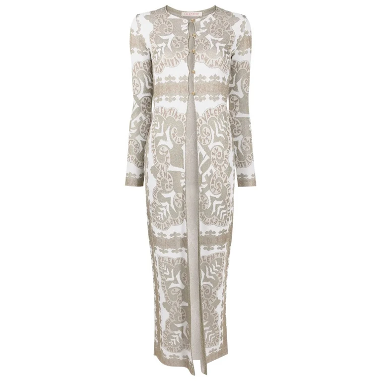 Valentino Garavani Geometric-Print Metallic-Finish Cape