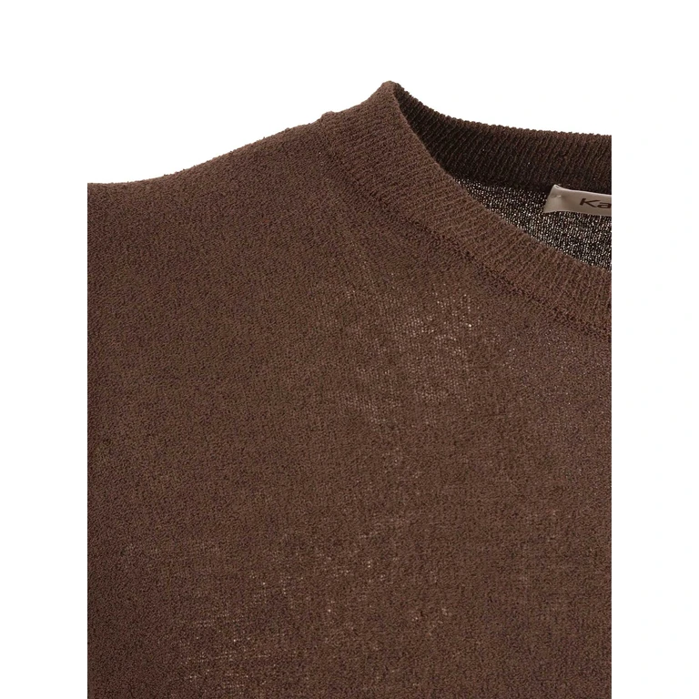Kangra Cashmere Short-Sleeved Fully-Fashioned Crew Neck Sweater Brown Cotton Polyamide Crewneck - Men