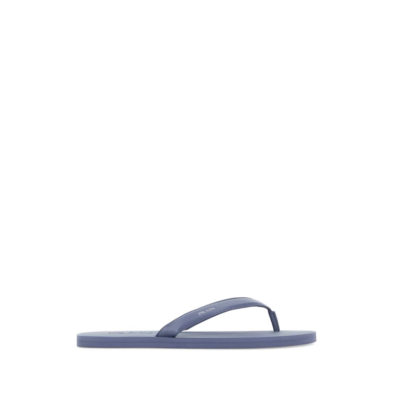 Prada Cerulean Blue Leather Thong Slippers Aviazione - Men