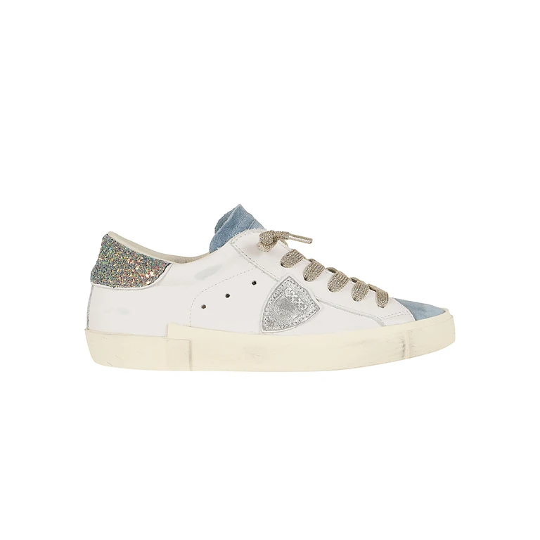 Philippe Model Prsx Low Woman White Calf Leather - Textile Calzature - Women