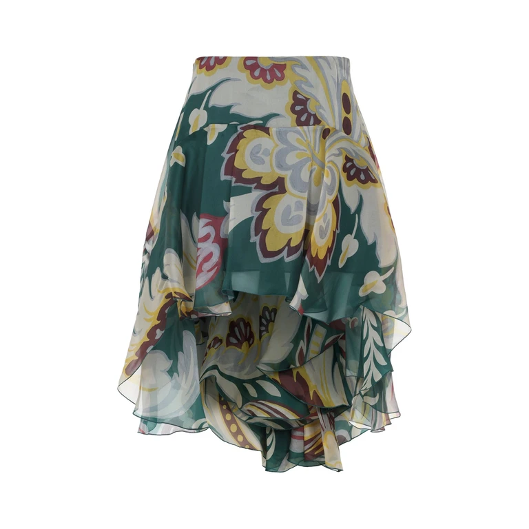 Etro Asymmetric Mini Skirt Multicolour Silk - Women