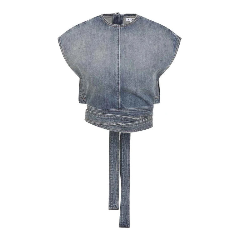 ALAÏA Denim belt Top Female 36 (AA9H1482D026CA56)