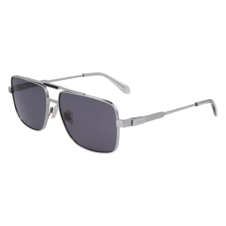 Ferragamo Grey Navigator Titanium Mens Sunglasses SF318SP 021 60