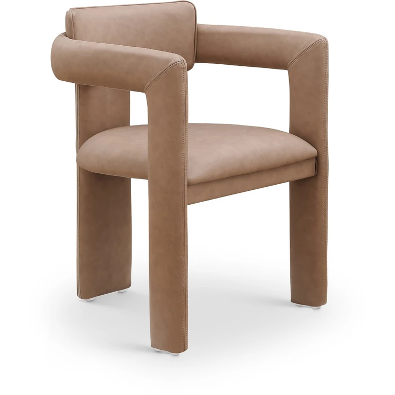 Brenda Brown Vegan Leather Upholstered Dining Chair, Set of 2