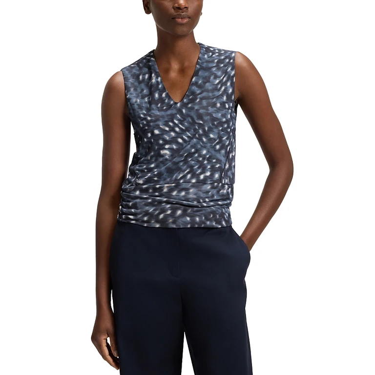 Boss V Neck Printed Matte Jersey Top
