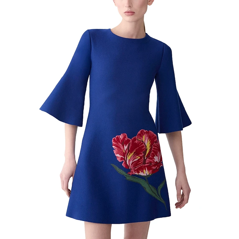 Carolina Herrera Flare Sleeve Shift Dress