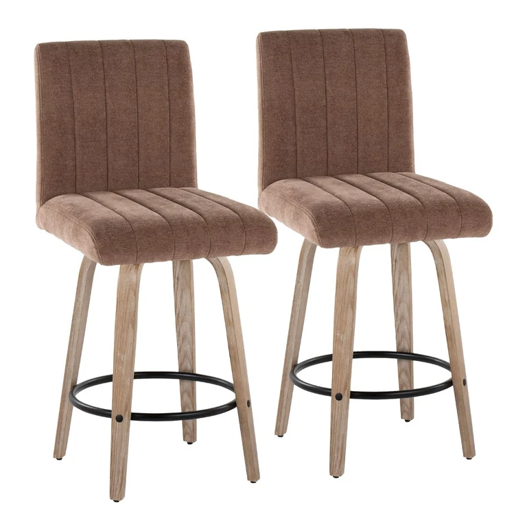 Hank 26" Black and Whitewashed Swivel Counter Stools - Set of 2