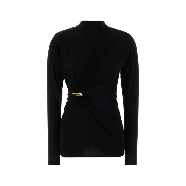 Bottega Veneta Black Crepe Top Exterior: Viscose Maglie - Women