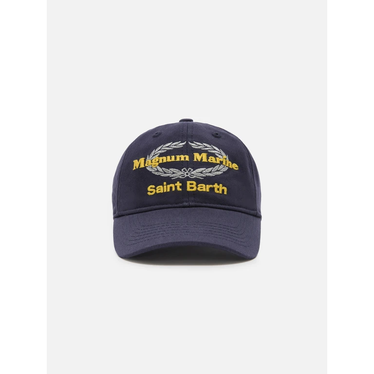 Mc2 Saint Barth Baseball Cap With Visor Blue Cotton Embroidery Special Edition Hat - Unisex