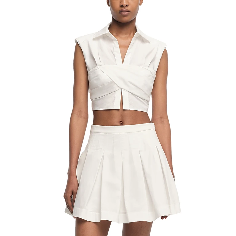 Simkhai Emie Cropped Poplin Sculpted Top