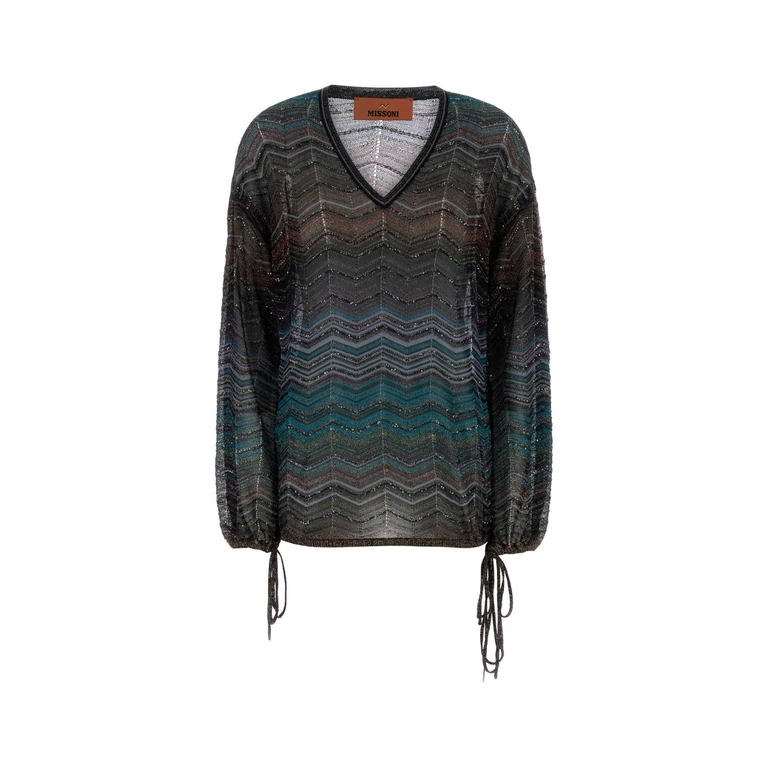 Missoni Embroidered Viscose Oversize Blouse Darkblue Vi Me Pa Camicie - Women