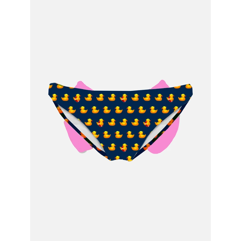 Mc2 Saint Barth Girl Ducky Printed Swim Briefs With Bow Blue Bottom