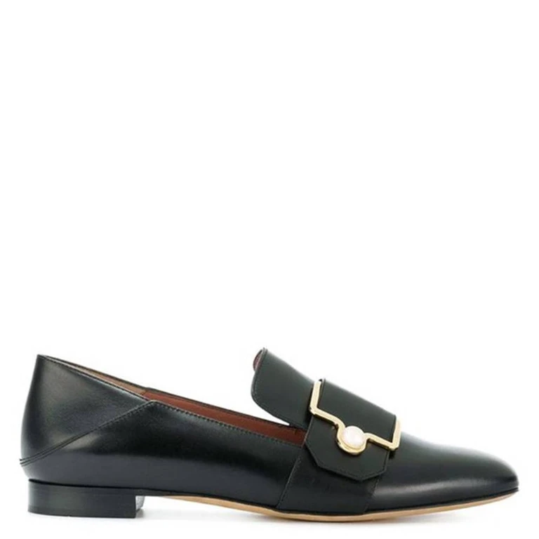 Bally Maelle Logo Buckle Leather Loafers