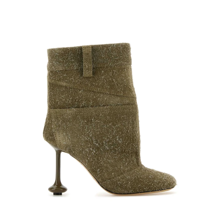Loewe Khaki Suede Toy Panta Ankle Boots Khakigreen Stivali - Women