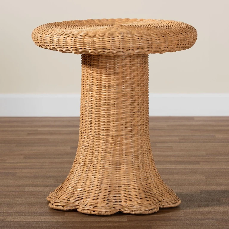 Avalon Light Honey Rattan Pedestal Side Table