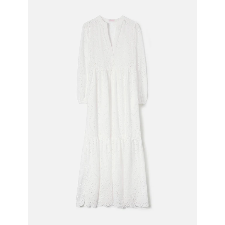 Mc2 Saint Barth Long Sylvia Dress White Sangallo Fabric - Women
