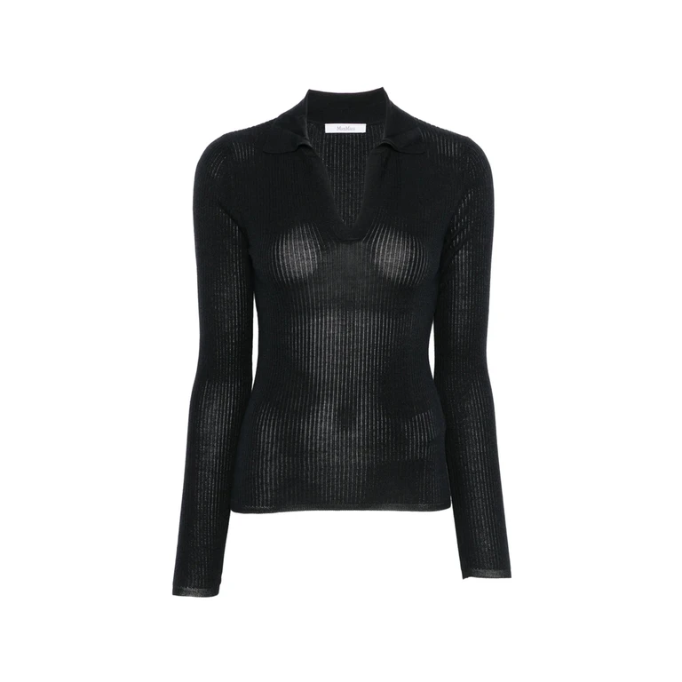 Max Mara Ribbed-knit Polo-collar Top
