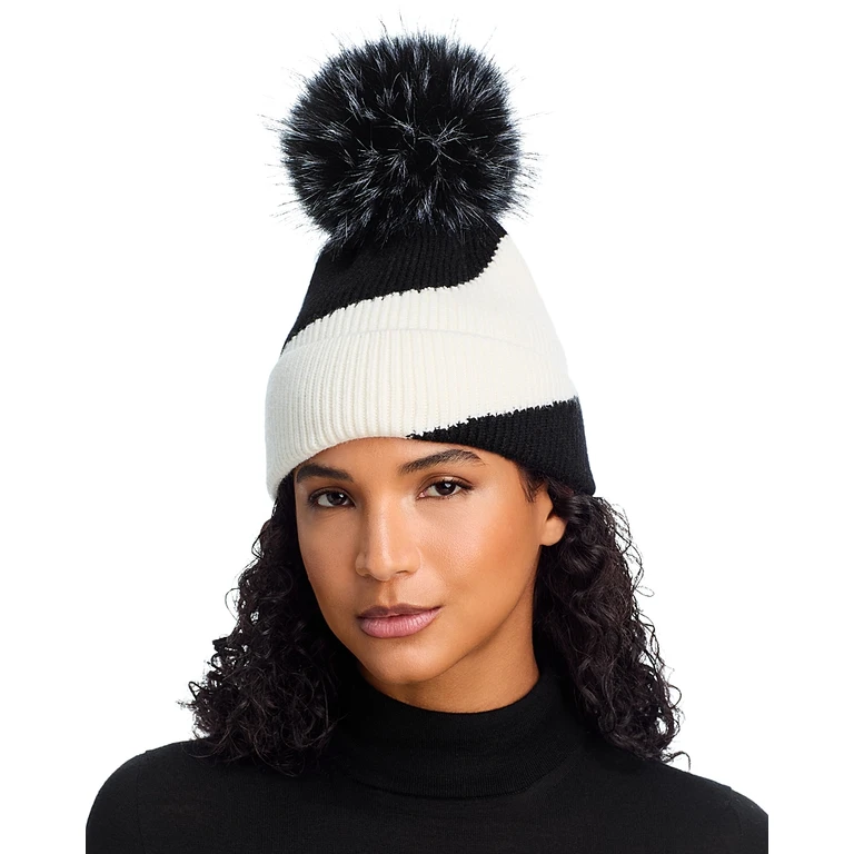 Kyi Kyi Faux Fur Pom Pom Knit Hat