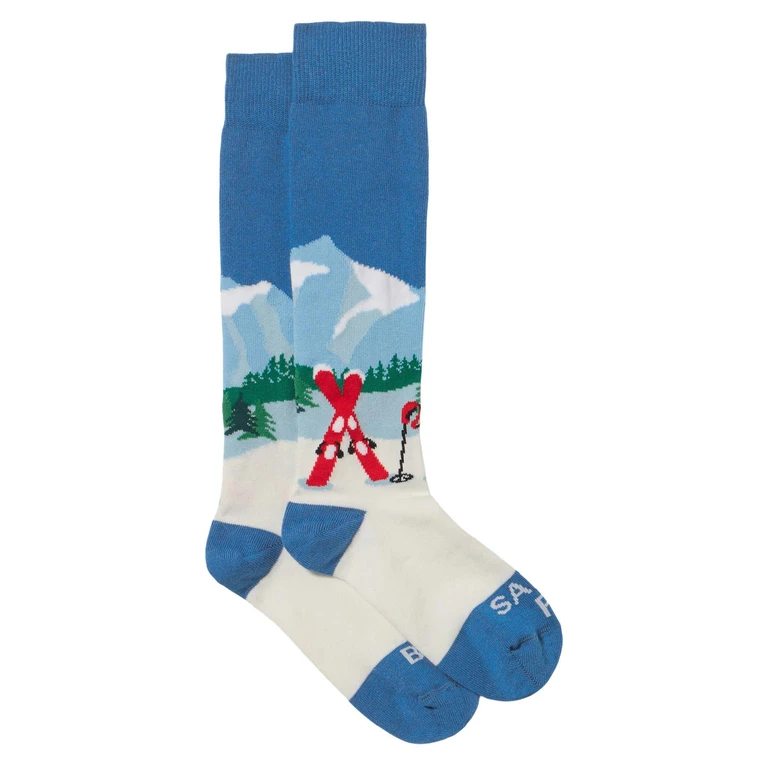 Mc2 Saint Barth Boy Long Socks With Mountains Postcard Print - Unisex