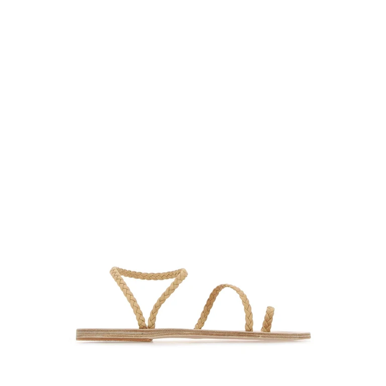 Ancient Greek Beige Nappa Leather Eleftheria Thong Sandals Natural Sandali - Women