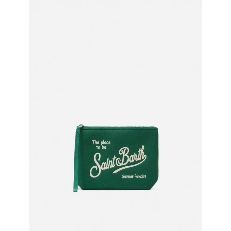 Mc2 Saint Barth Aline Green Pouch With Piquet Effect Pochette - Unisex