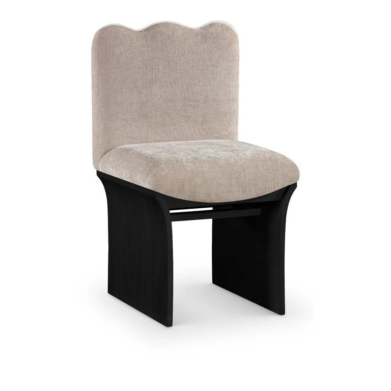 Shaw Beige Upholstered Dining Chair With Black Base