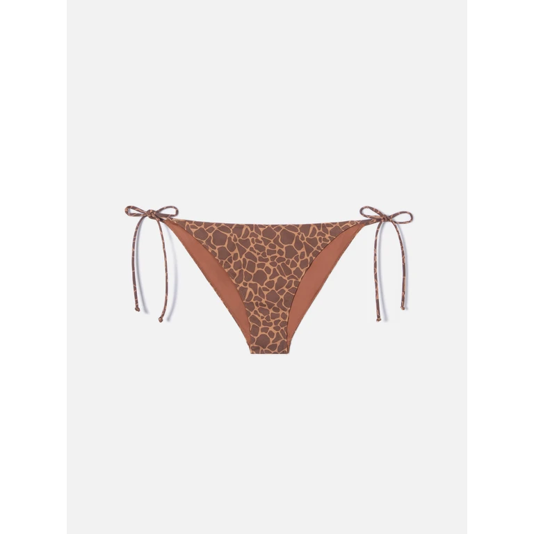 Mc2 Saint Barth Virgo Classic Bikini Bottoms With Animal Print Brown Bottom - Women