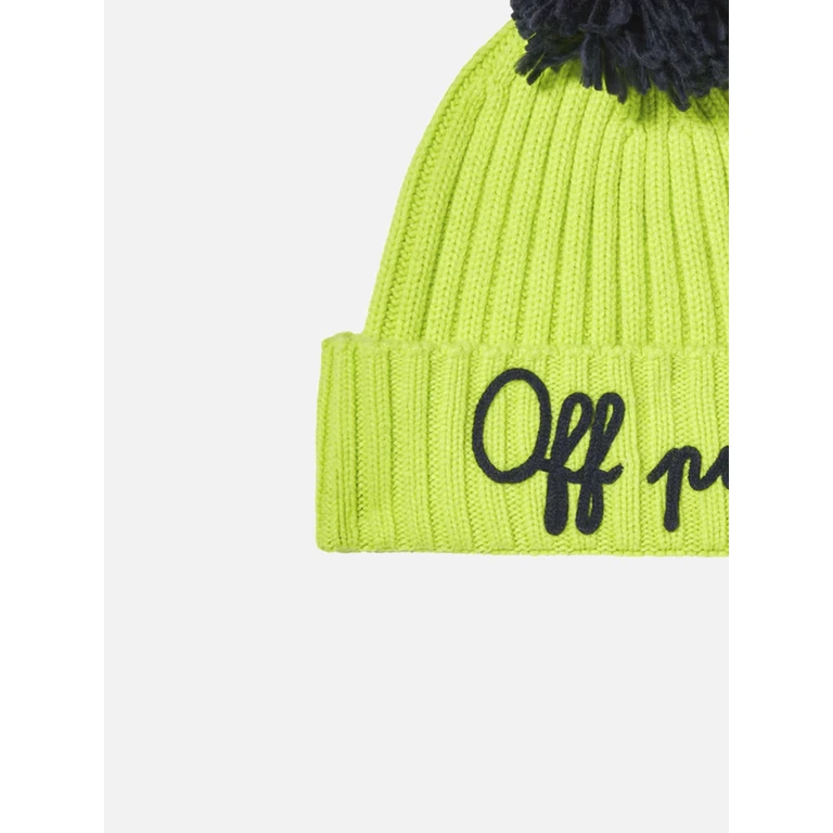 Mc2 Saint Barth Boy Fluo Yellow Beanie With Pompon Hat - Unisex