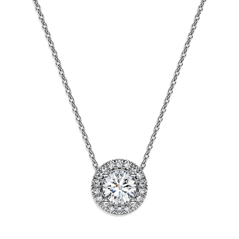 Swarovski Eternity Certified Lab Grown Diamond Halo Pendant Necklace, 16.12-18.12