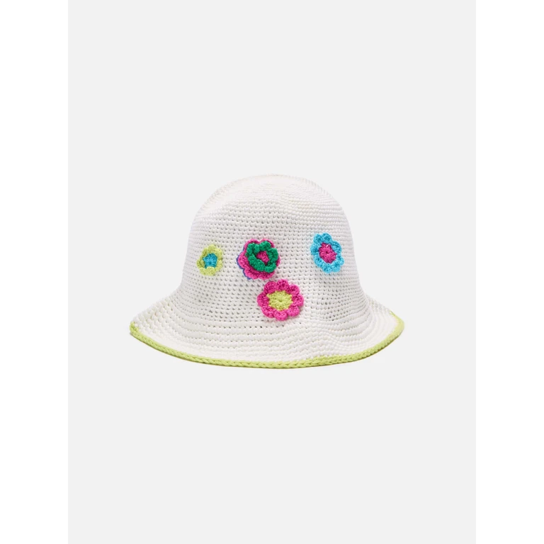 Mc2 Saint Barth Crochet Cloche Hat With Multicolor Flowers - Unisex