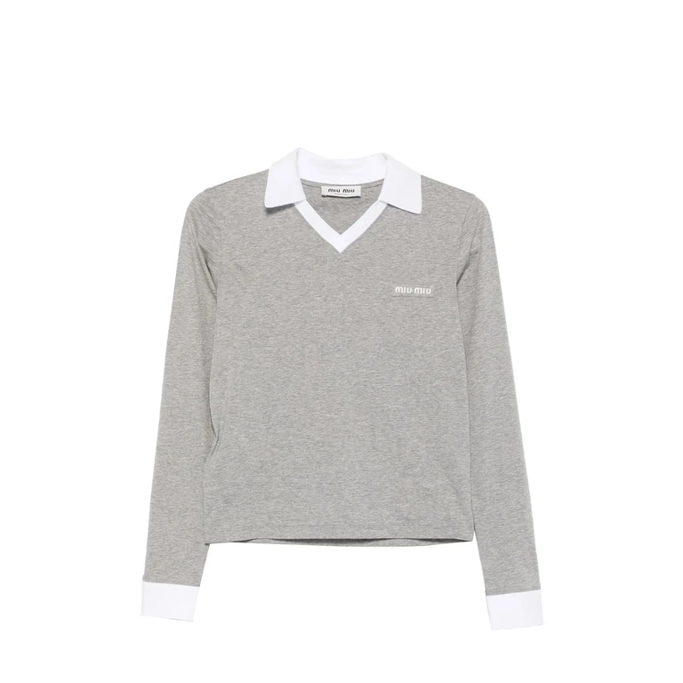 Miu Miu Logo-patch Polo-collar T-shirt