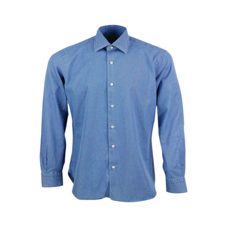 Barba Napoli Shirts Denim Dark 100co - Men