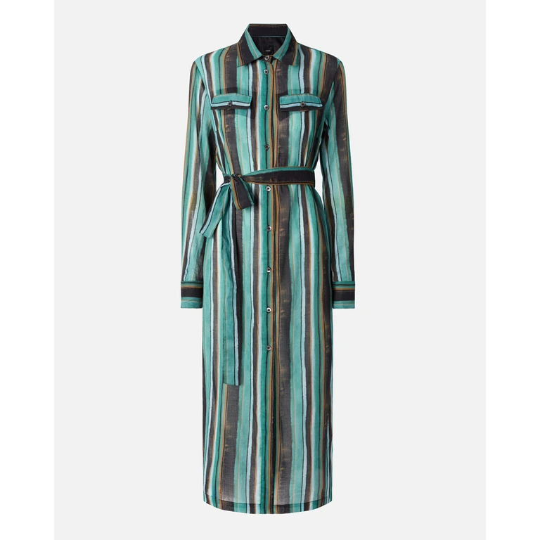 Pinko - Robe chemise midi en coton à rayures façon coups de pinceau - 36