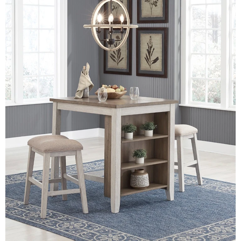 Skempton White Counter Height 3-Piece Dining Set