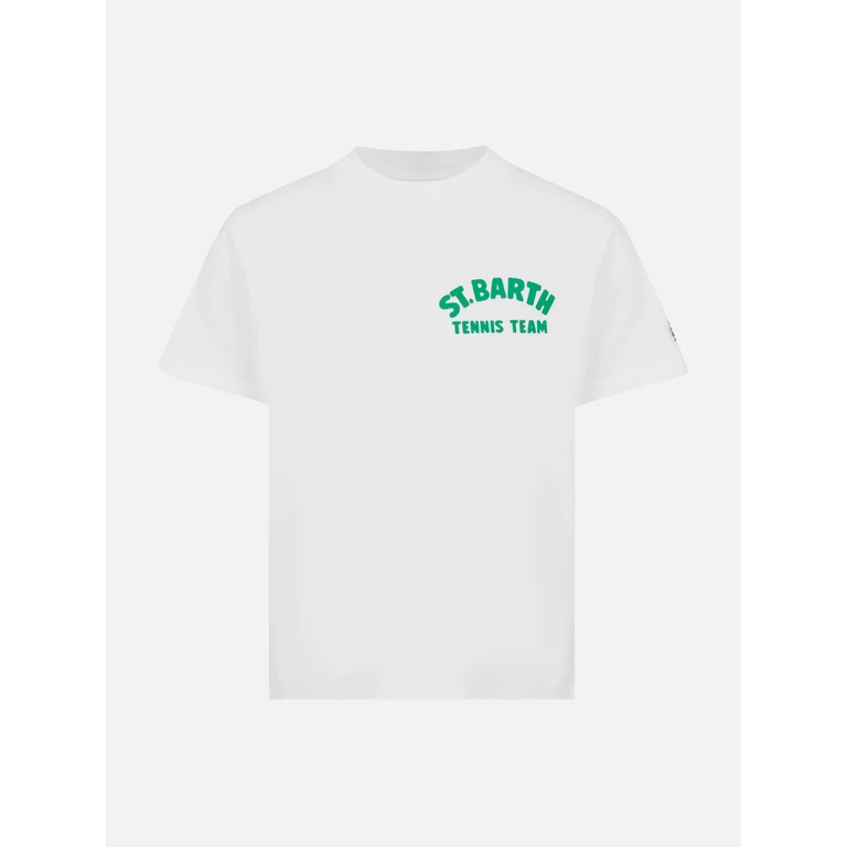 Mc2 Saint Barth Cotton T-Shirt With Saint Barth Tennis Team Print White