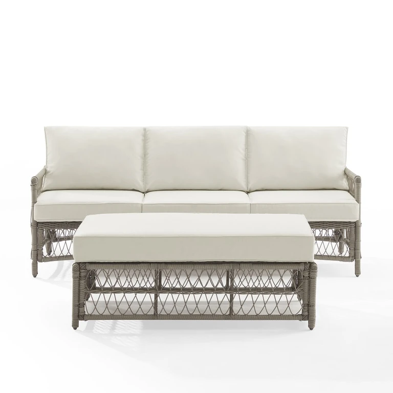 Ensemble canapé et table basse en osier pour patio Thatcher